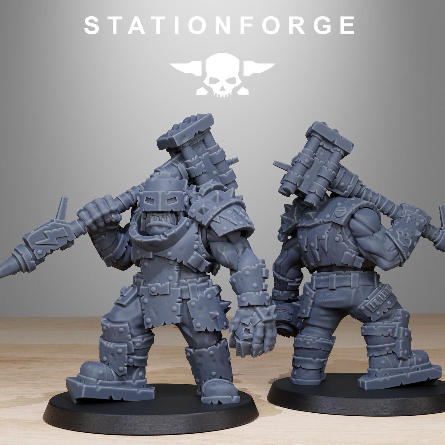 Orkaz Smashers, Space-Faring Orkish Menace Sculpted by STATIONFORGE, Grimdark Compatible, Sci-Fi Wargame Scale