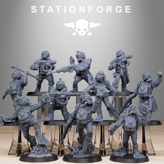 GrimGuard Divers, Death Korps Proxy, Sci-Fi Wargames Miniatures by STATIONFORGE