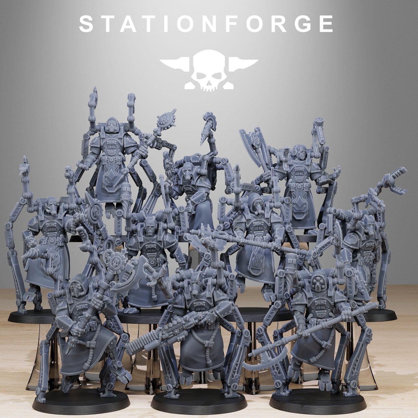 Scavenger Octapods, Space Techno-bots, modular Sci-Fi warriors by STATIONFORGE, Sci-Fi Wargames Cyber-themed Grimdark miniatures