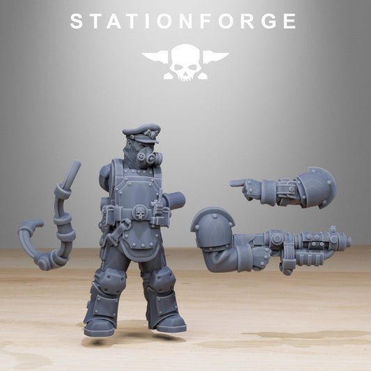 GrimGuard Armored Squad, Death Korps Proxy, Sci-Fi Wargames Miniatures by STATIONFORGE