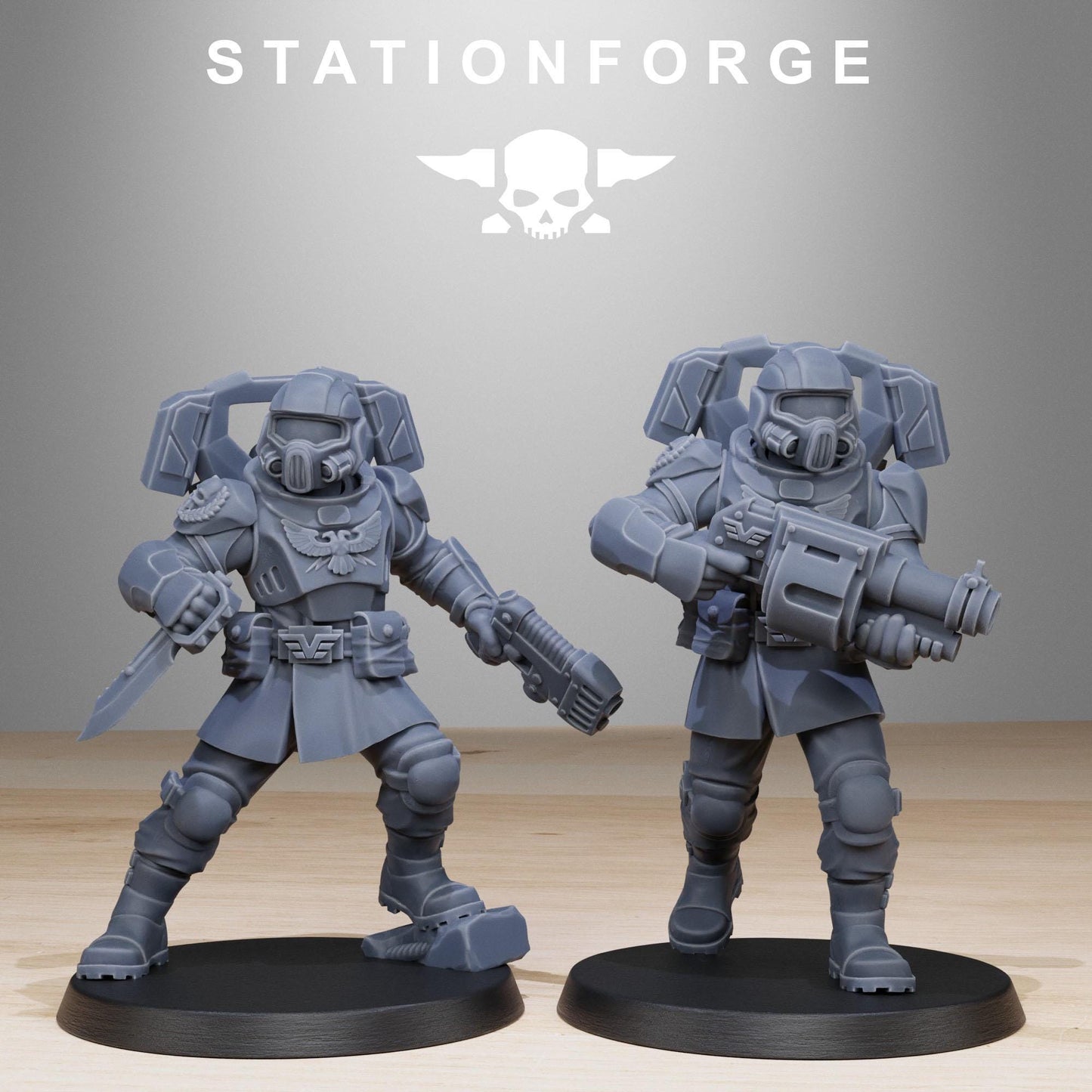 Vaskar Jump Squad, Death Korps Proxy, Sci-Fi Wargames Miniatures by STATIONFORGE