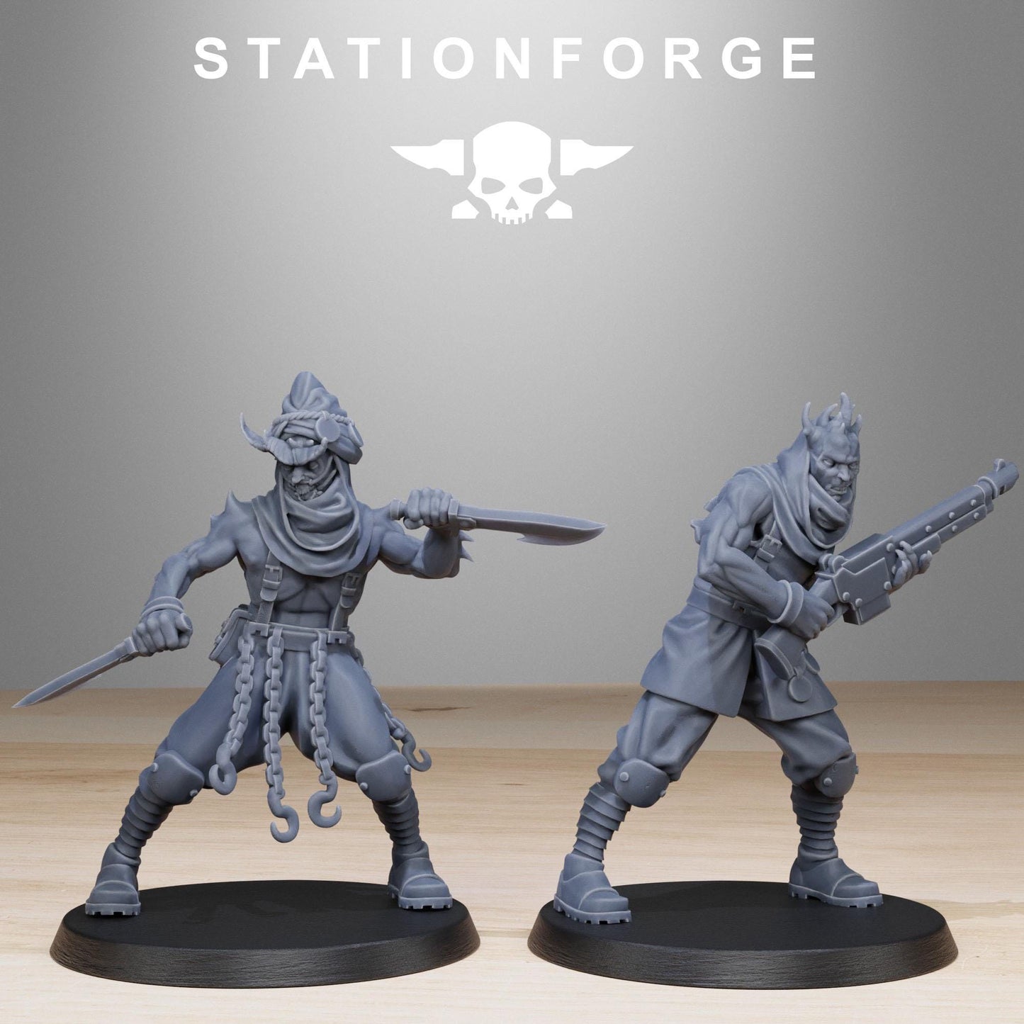 Corrupted Guard Lechers, Chaos Worshipper Sci-Fi Wargames Miniatures by STATIONFORGE, Corrupted Imperial Guard
