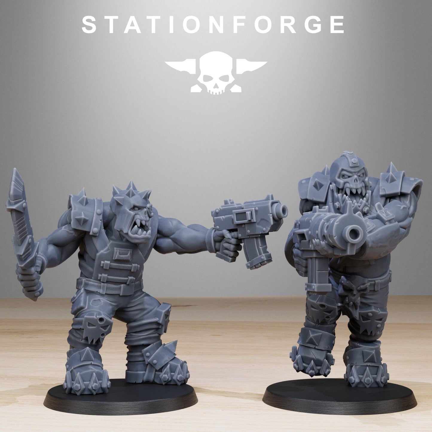 Orkaz Spec Team, Space-Faring Orkish Menace Sculpted by STATIONFORGE, Grimdark Compatible, Sci-Fi Wargame Scale