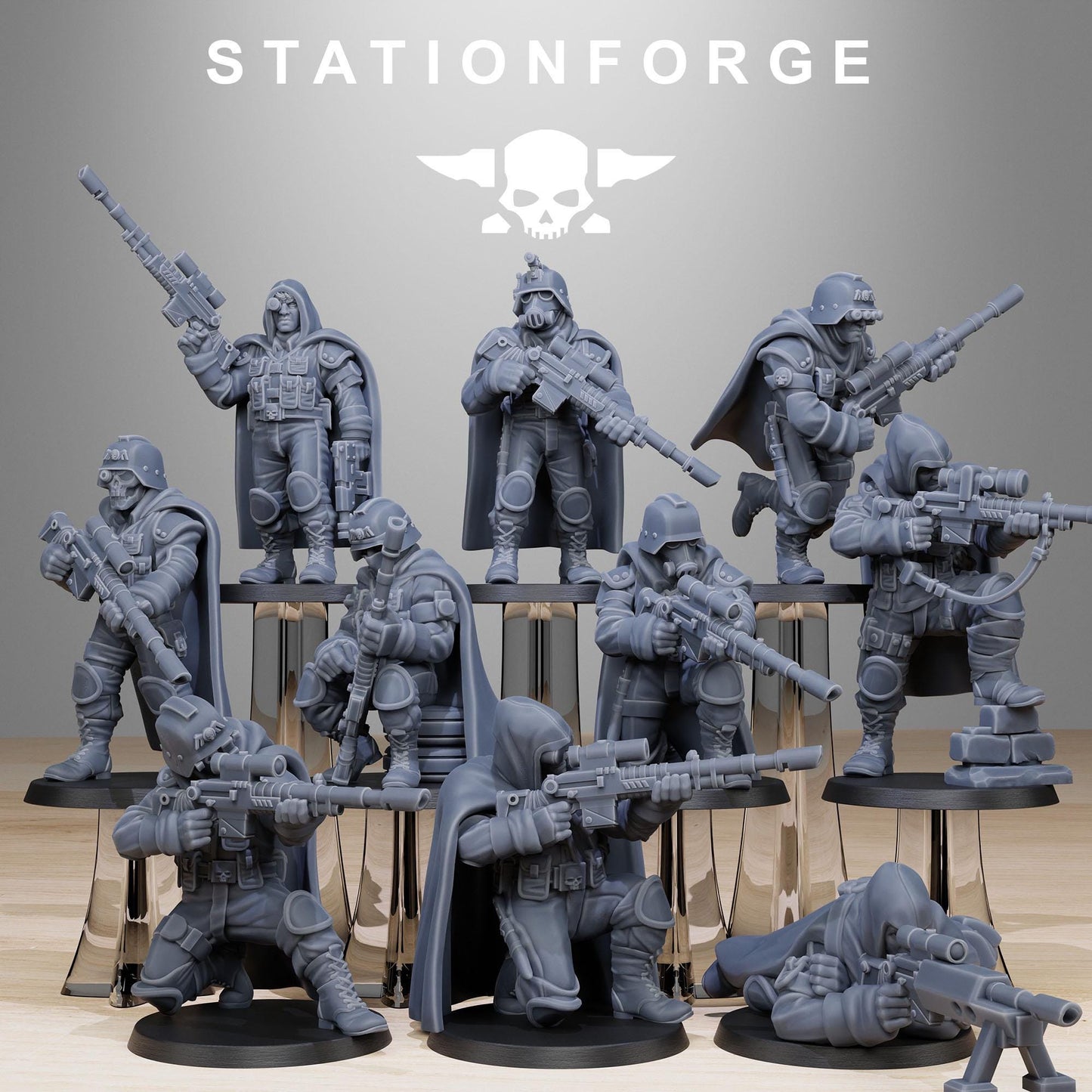 GrimGuard Snipers, Death Korps Proxy, Sci-Fi Wargames Miniatures by STATIONFORGE