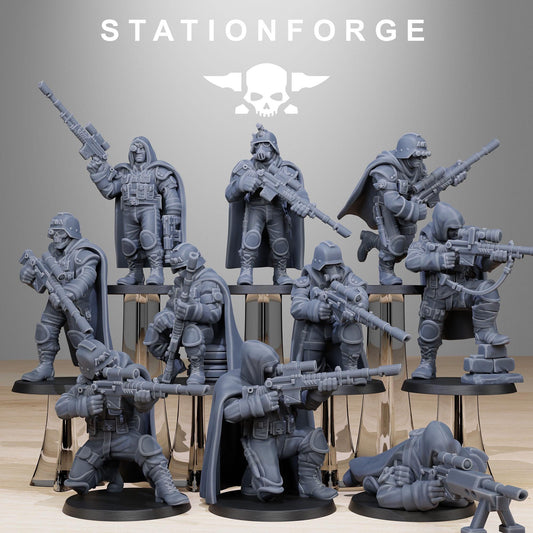 GrimGuard Snipers, Death Korps Proxy, Sci-Fi Wargames Miniatures by STATIONFORGE