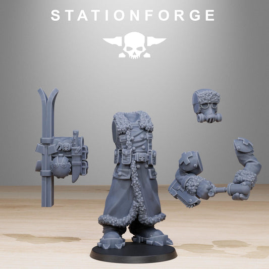 GrimGuard Frostwatch Skiers, Death Korps Proxy, Sci-Fi Wargames Miniatures by STATIONFORGE
