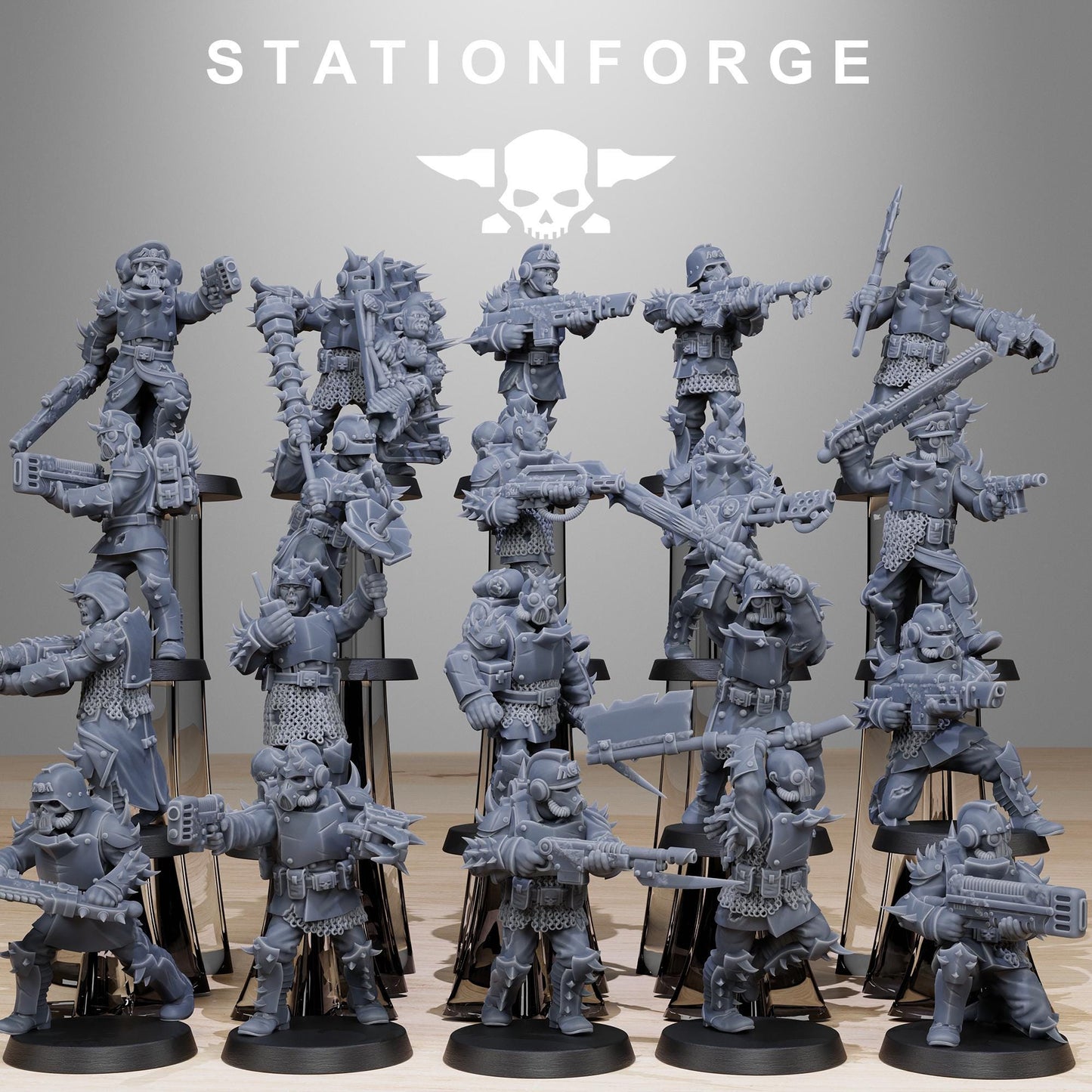 Corrupted Guard Builder Kit, Chaos Worshipper Sci-Fi Wargames Miniatures by STATIONFORGE, Corrupted Imperial Guard