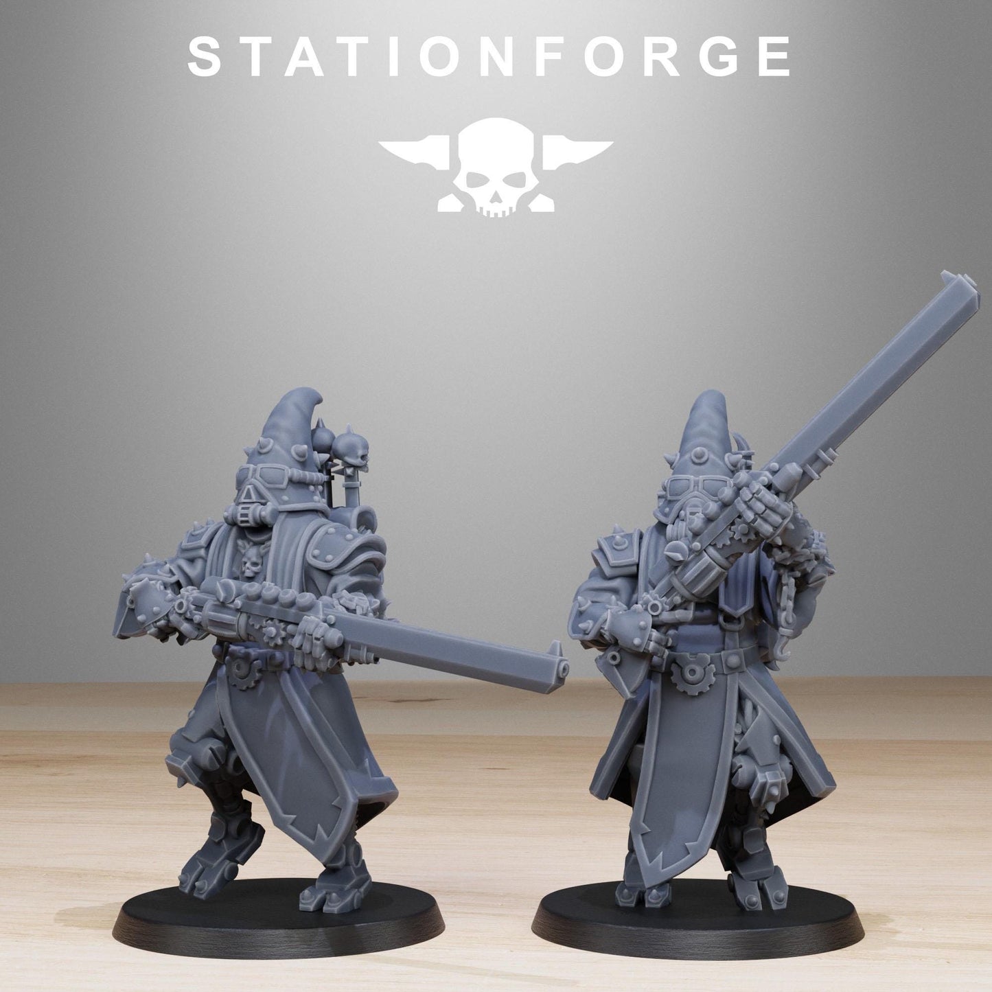Scavenger Hooded Cultists, Space Techno-bots, modular Sci-Fi warriors by STATIONFORGE, Sci-Fi Wargames Cyber-themed Grimdark miniatures