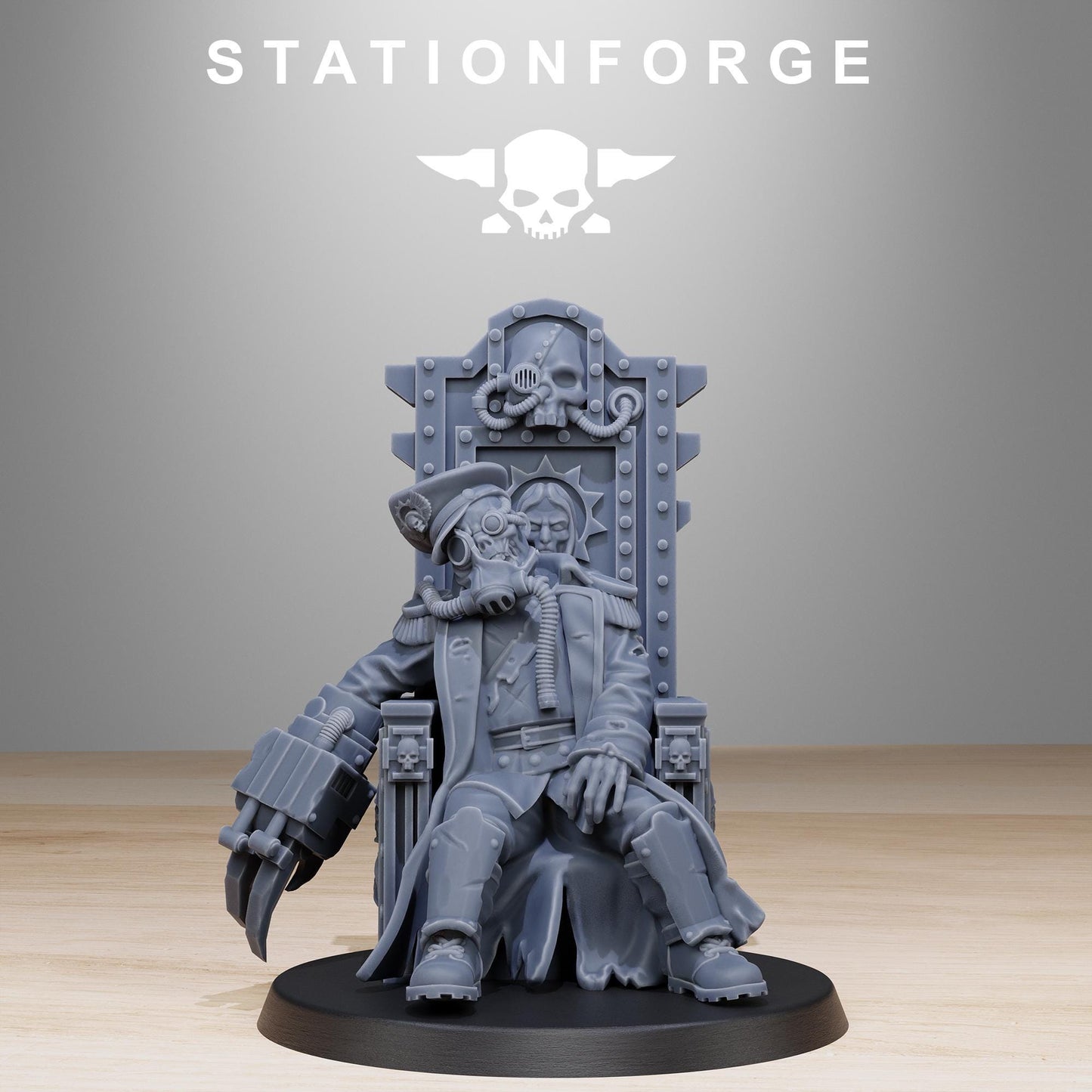 GrimGuard The Fallen Officer, Death Korps Proxy, Sci-Fi Wargames Miniatures by STATIONFORGE