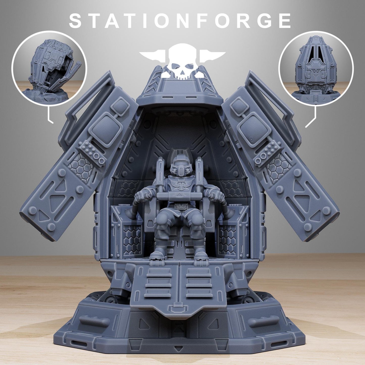Vaskar Drop Pod, Death Korps Proxy, Sci-Fi Wargames Miniatures by STATIONFORGE