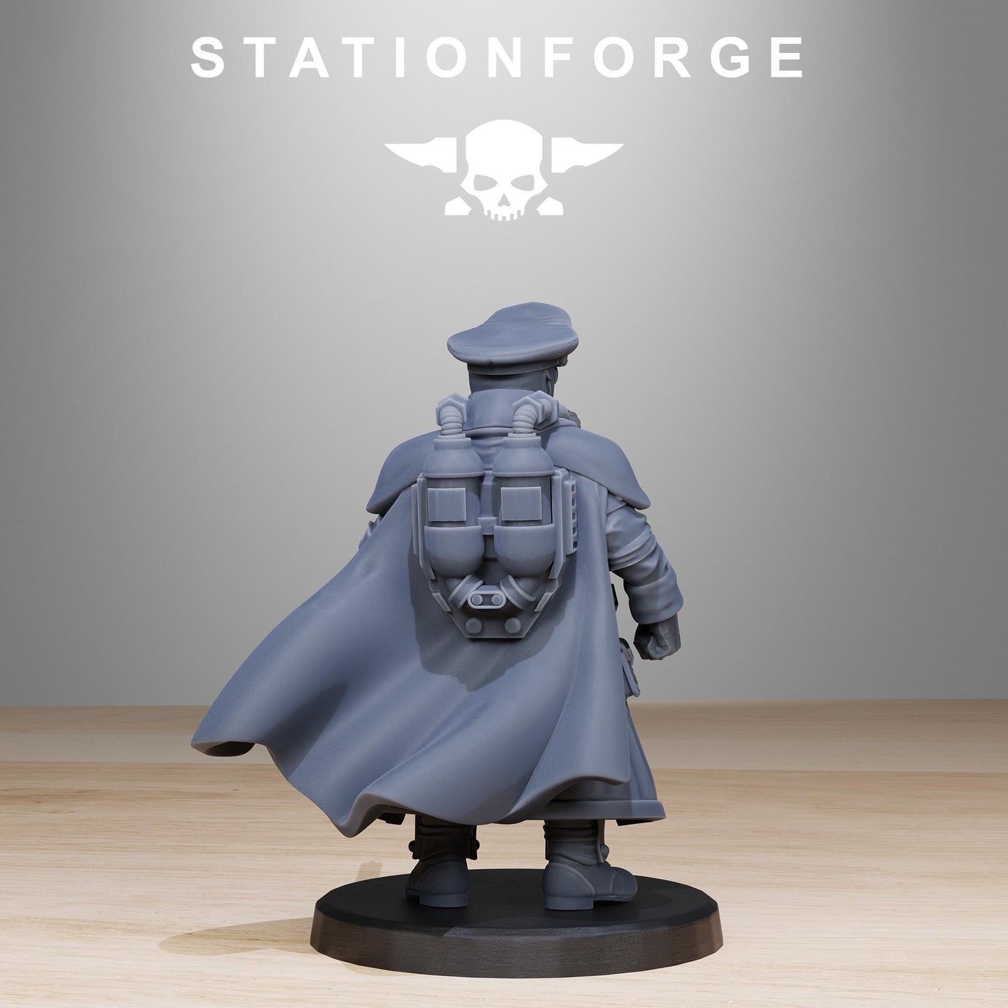 GrimGuard Frostwatch Officer, Death Korps Proxy, Sci-Fi Wargames Miniatures by STATIONFORGE