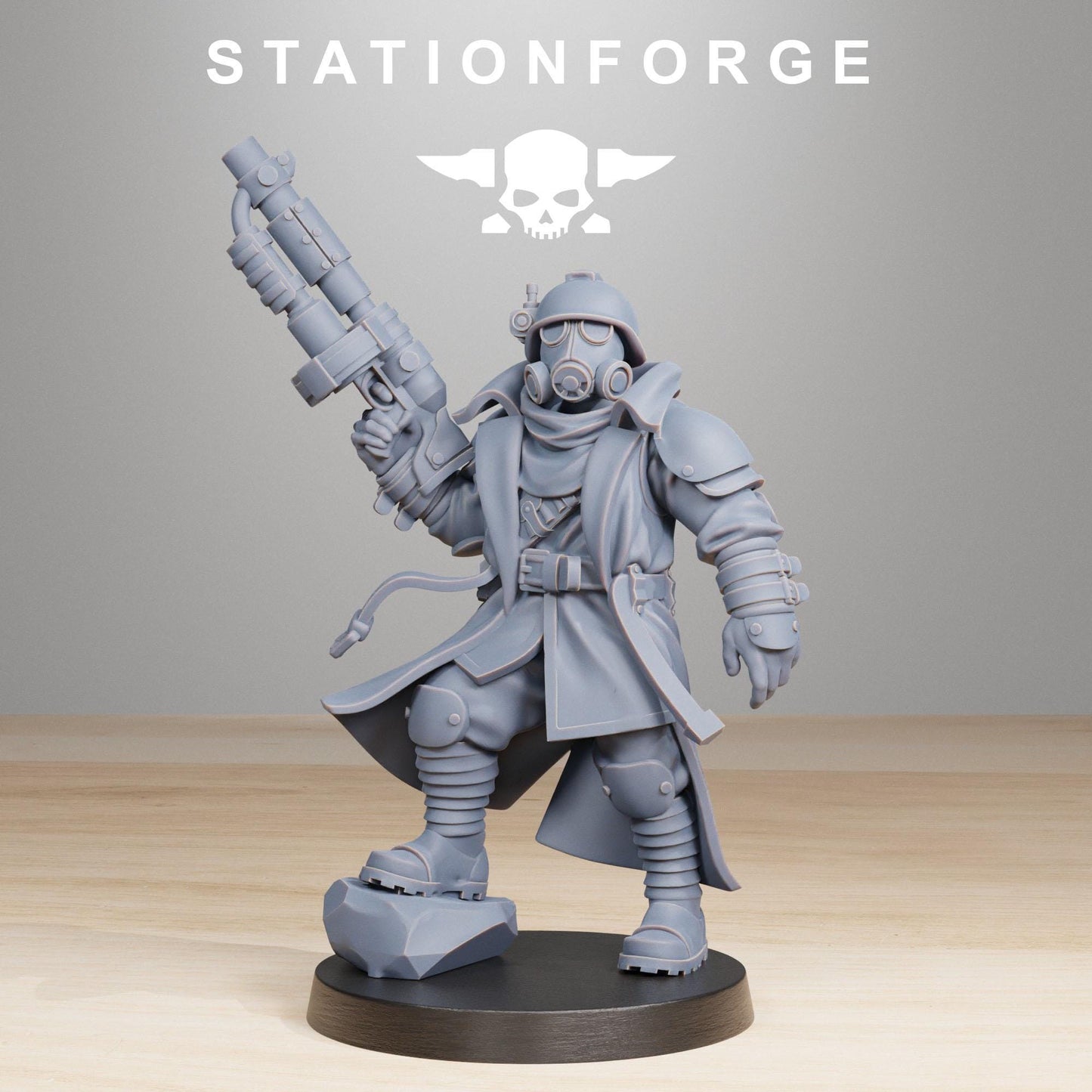 GrimGuard Scorchers Officers, Death Korps Proxy, Sci-Fi Wargames Miniatures by STATIONFORGE