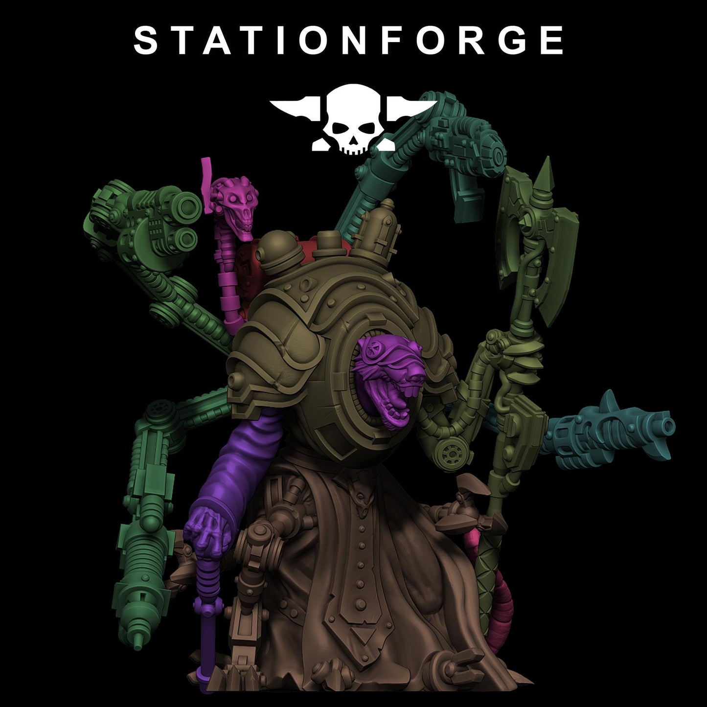 Raticus Techer, Space Techno-Rats, monopose Sci-Fi warriors by STATIONFORGE, Sci-Fi Wargames Rat-Themed Grimdark miniatures