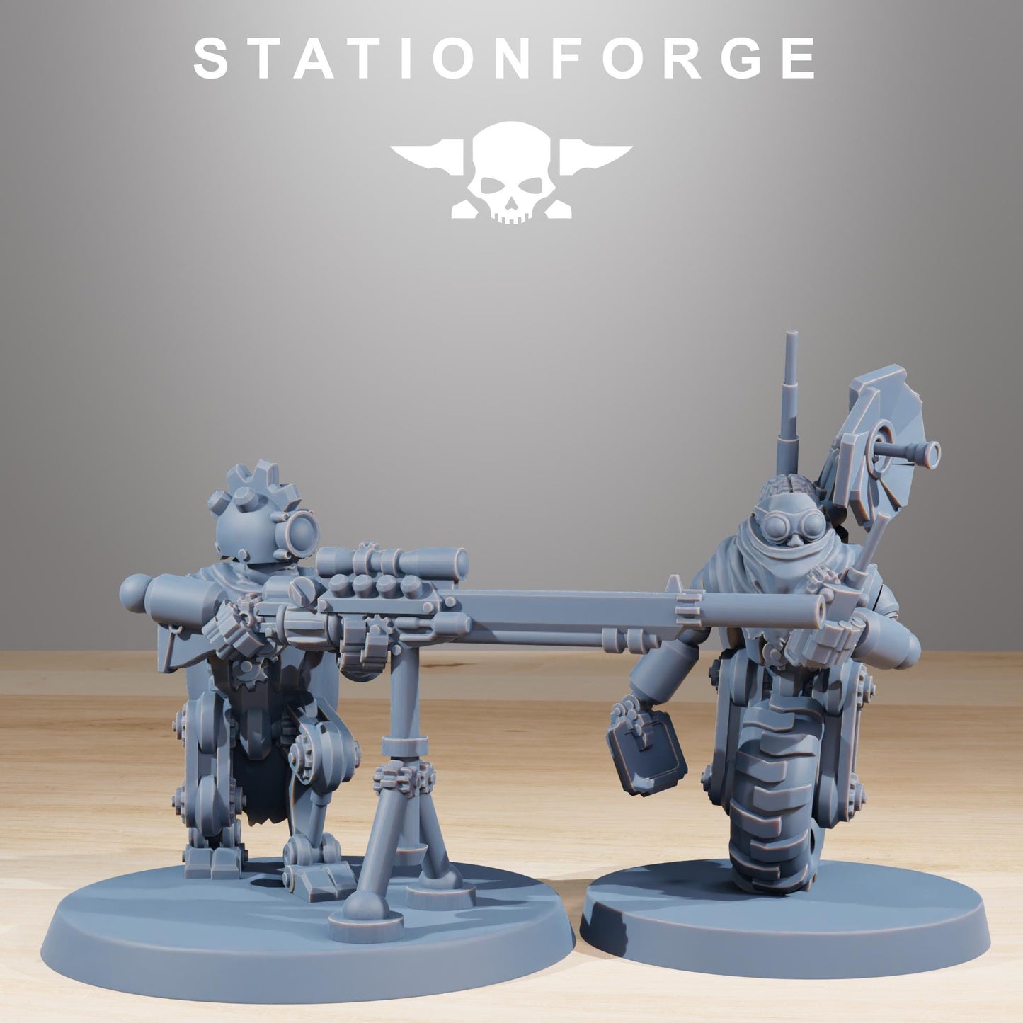 Scavenger Halflings, Space Techno-bots, modular Sci-Fi warriors by STATIONFORGE, Sci-Fi Wargames Cyber-themed Grimdark miniatures