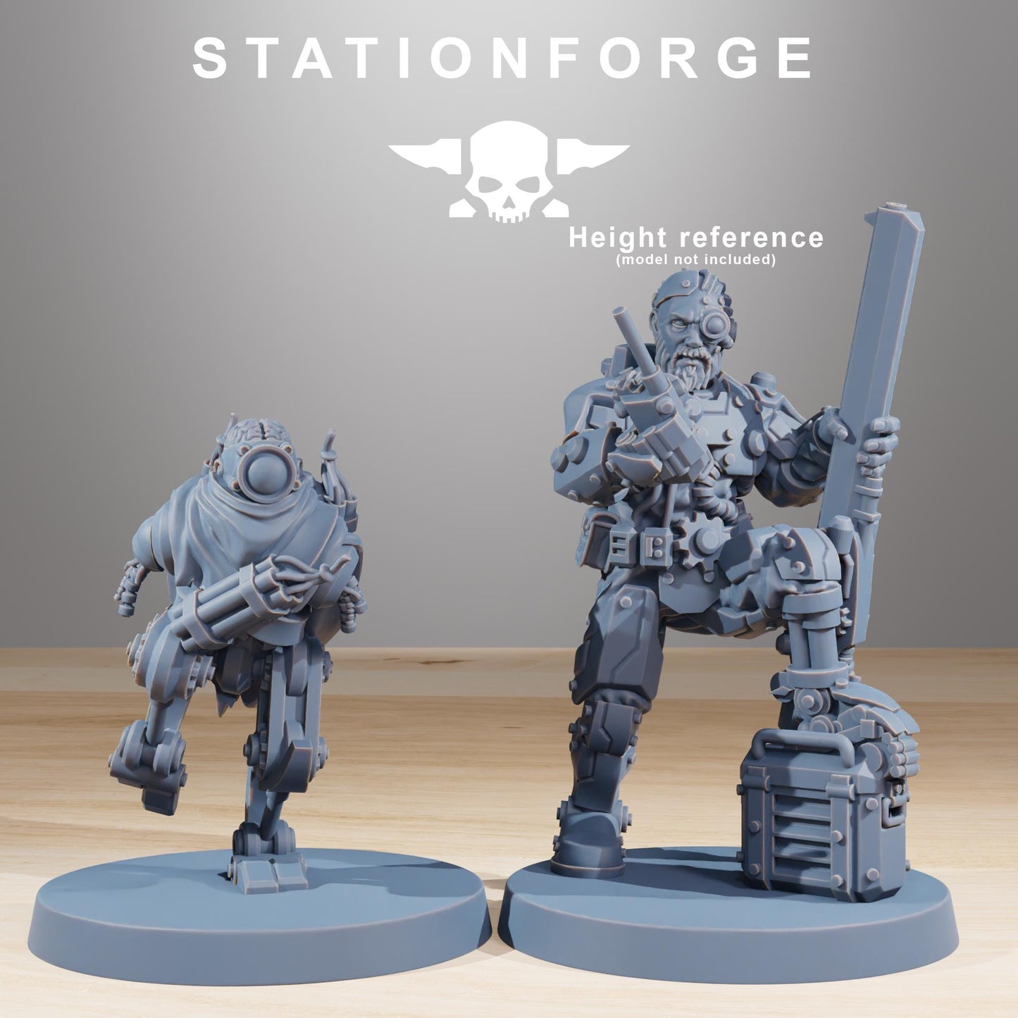 Scavenger Halflings, Space Techno-bots, modular Sci-Fi warriors by STATIONFORGE, Sci-Fi Wargames Cyber-themed Grimdark miniatures