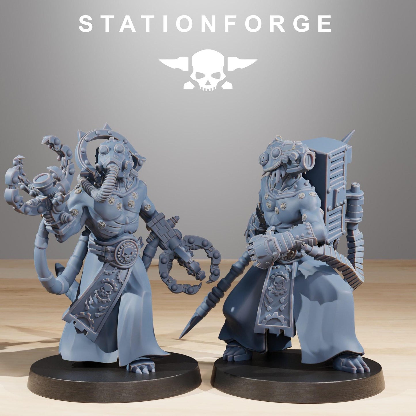 Raticus Zappers, Space Techno-Rats, monopose Sci-Fi warriors by STATIONFORGE, Sci-Fi Wargames Rat-Themed Grimdark miniatures