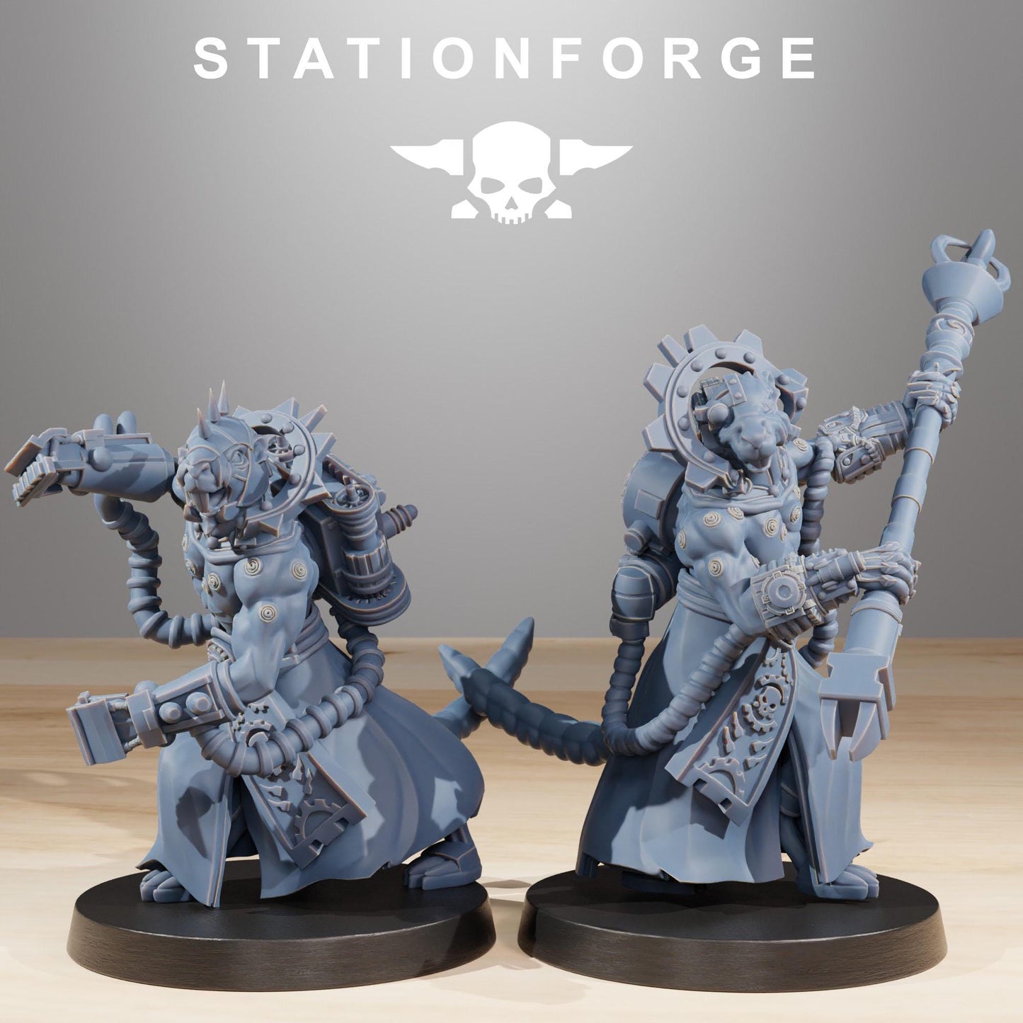 Raticus Zappers, Space Techno-Rats, monopose Sci-Fi warriors by STATIONFORGE, Sci-Fi Wargames Rat-Themed Grimdark miniatures
