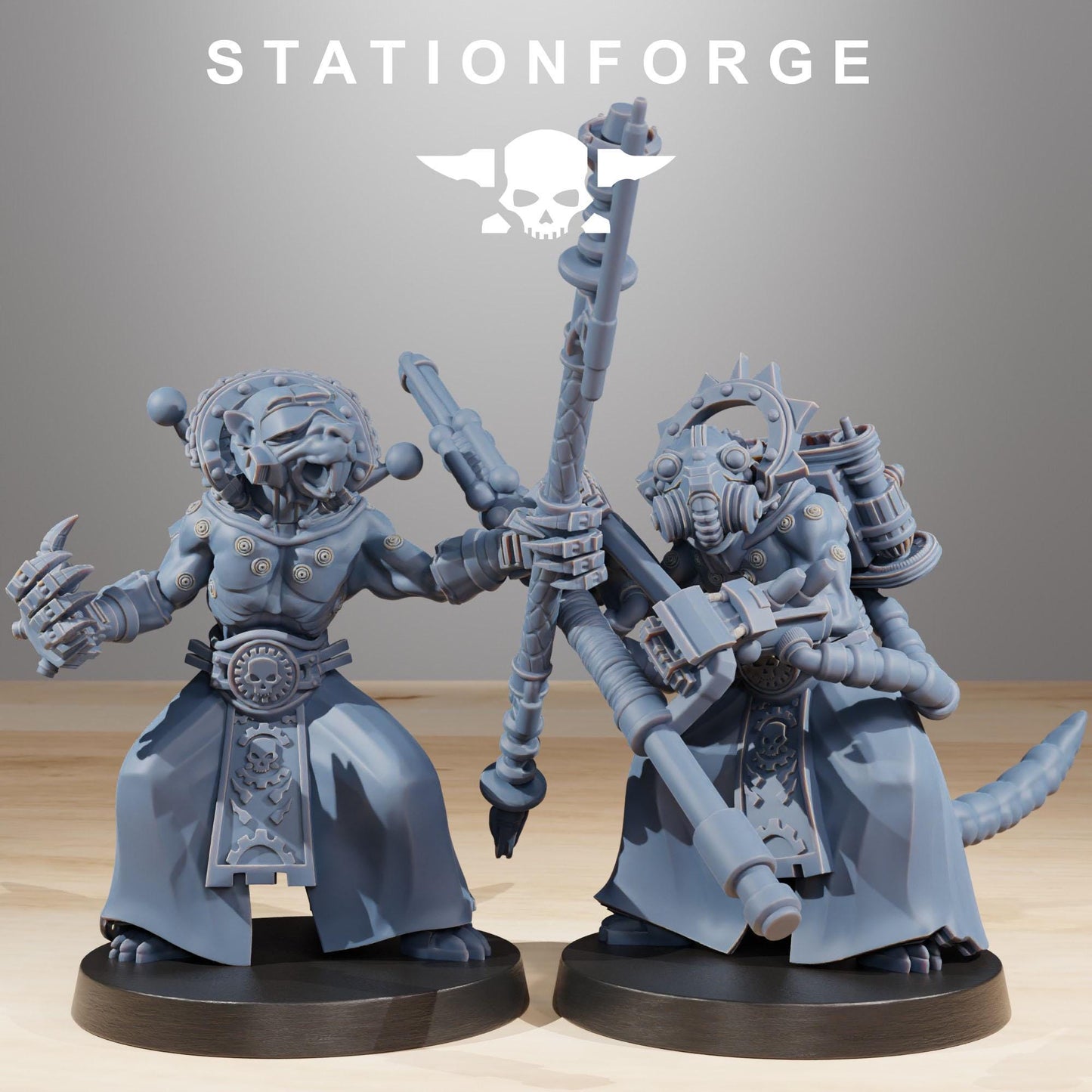 Raticus Zappers, Space Techno-Rats, monopose Sci-Fi warriors by STATIONFORGE, Sci-Fi Wargames Rat-Themed Grimdark miniatures
