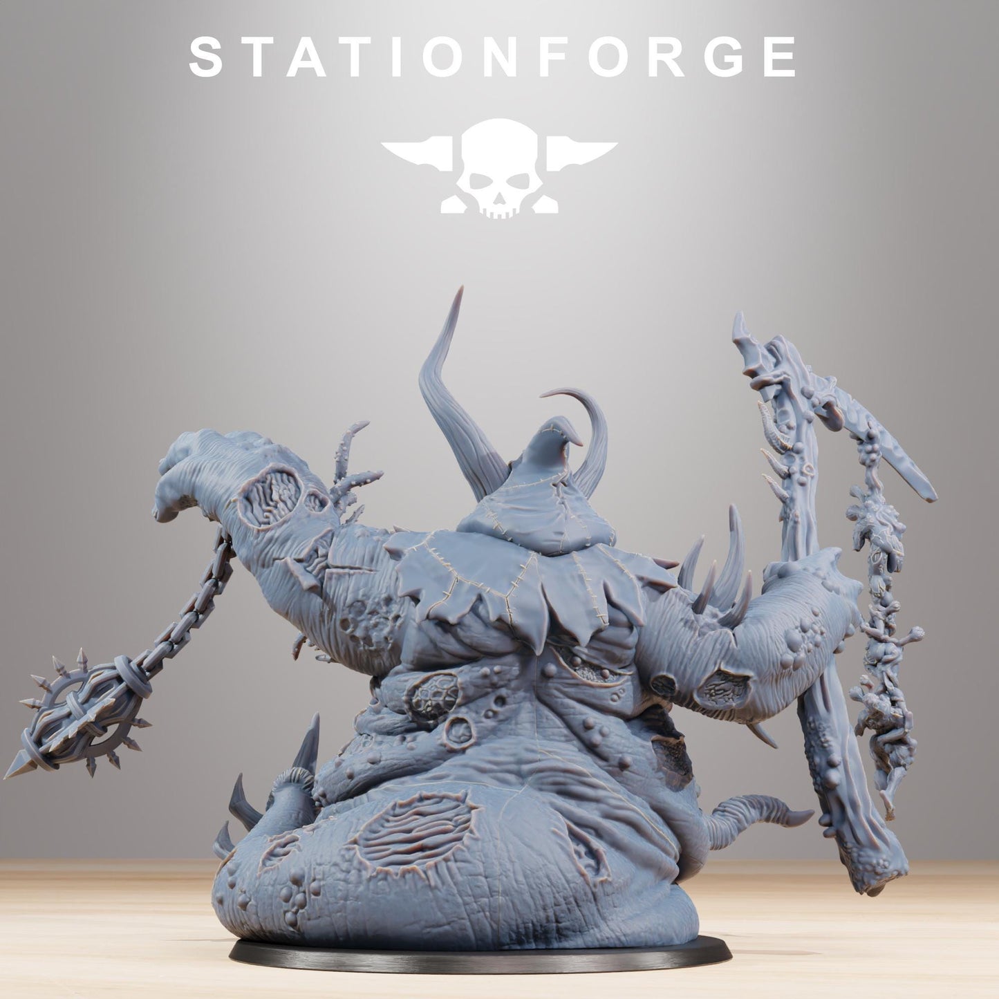 Corrupted Guard Sporeus, Chaotic Daemonic Monopose Miniatures Sculpted by STATIONFORGE  for Wargames set in the Grimdark Future