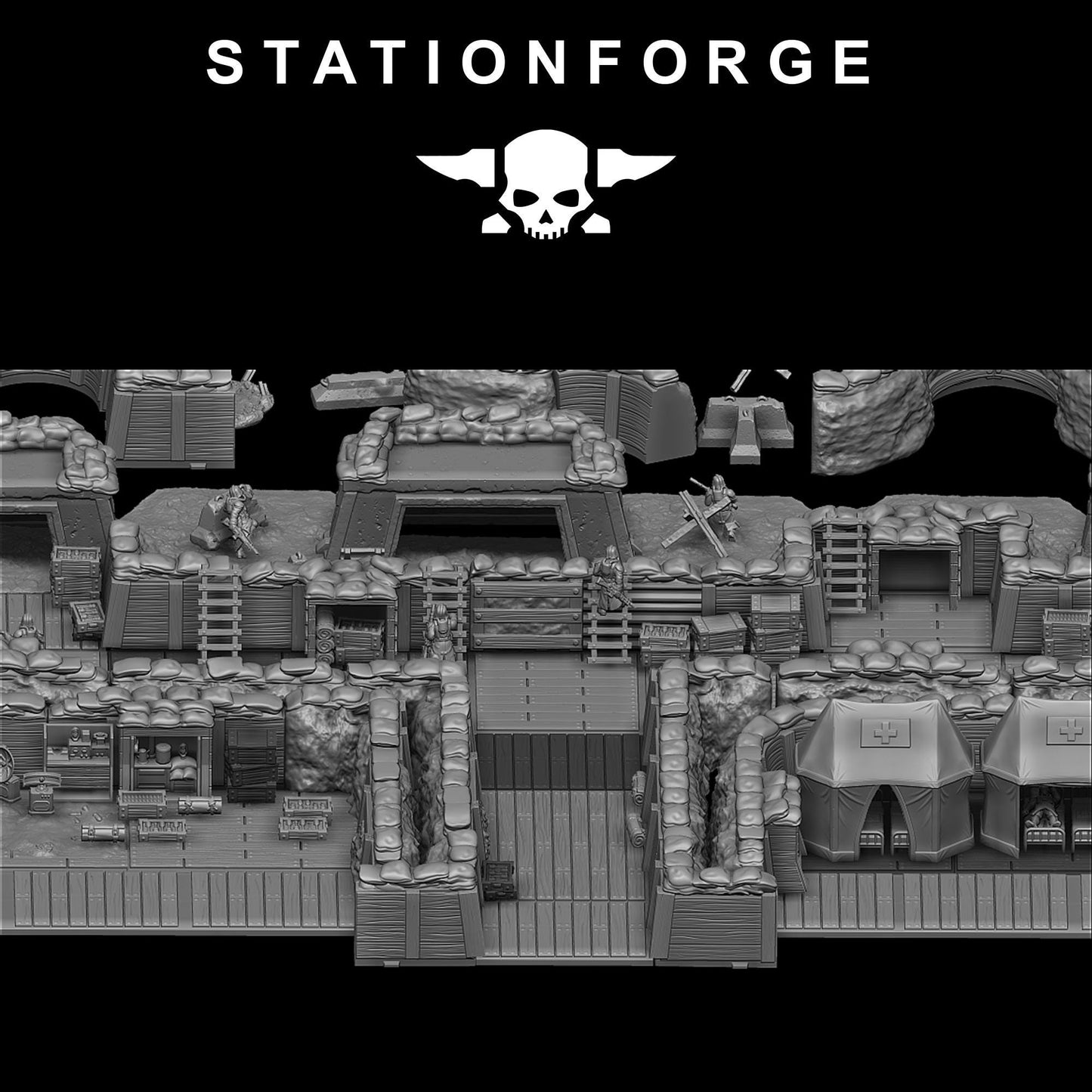 GrimGuard Trench Terrain, STATIONFORGE, Wargame Terrain
