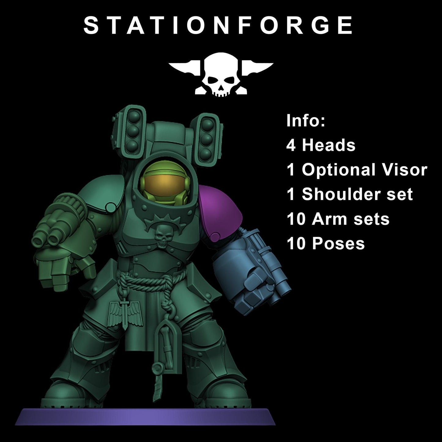 Socratis Support Vanguard, Modular Sci-Fi Marine warriors by STATIONFORGE, Grimdark Wargames Proxy