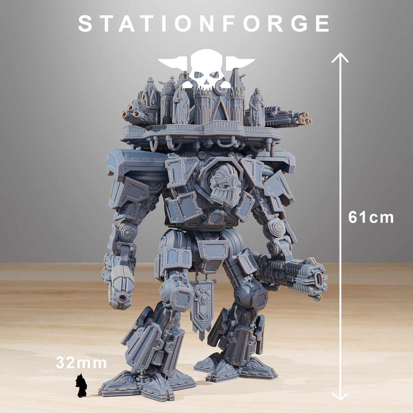 Scavenger Trident, Modular Sci-Fi Titanic Warbot by STATIONFORGE, Grimdark Wargames Proxy