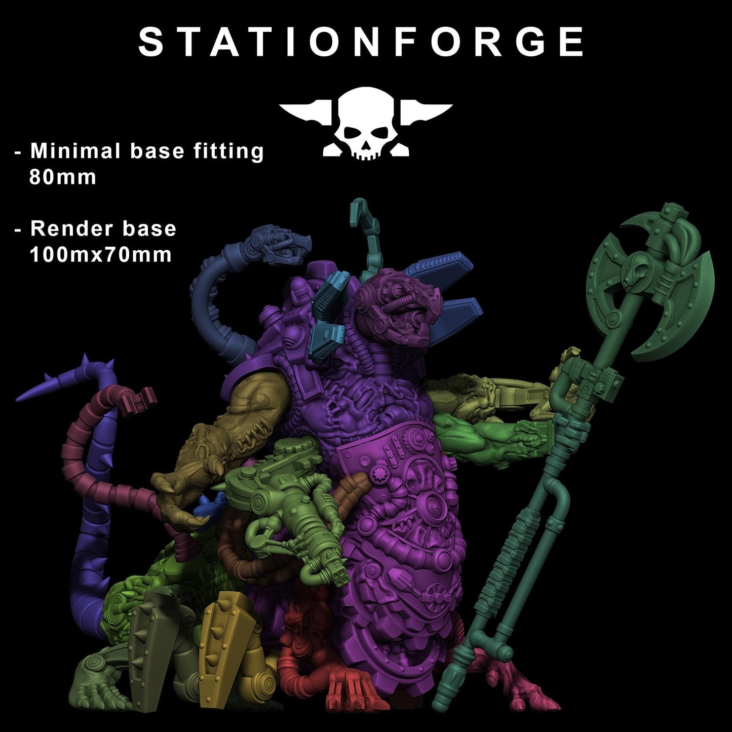 Raticus Chonk Meister, Space Techno-Rats, monopose Sci-Fi warriors by STATIONFORGE, Sci-Fi Wargames Rat-Themed Grimdark miniatures