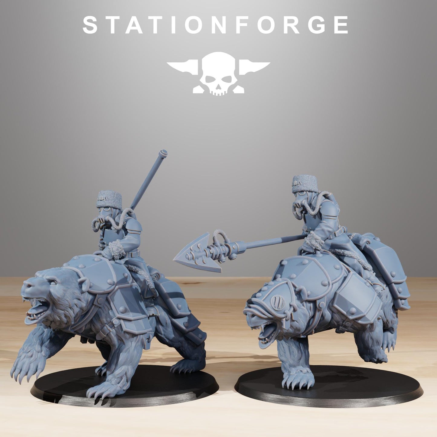 GrimGuard Bear Riders Modular Set Miniatures by STATIONFORGE,  Imperial guard cavalry regiment