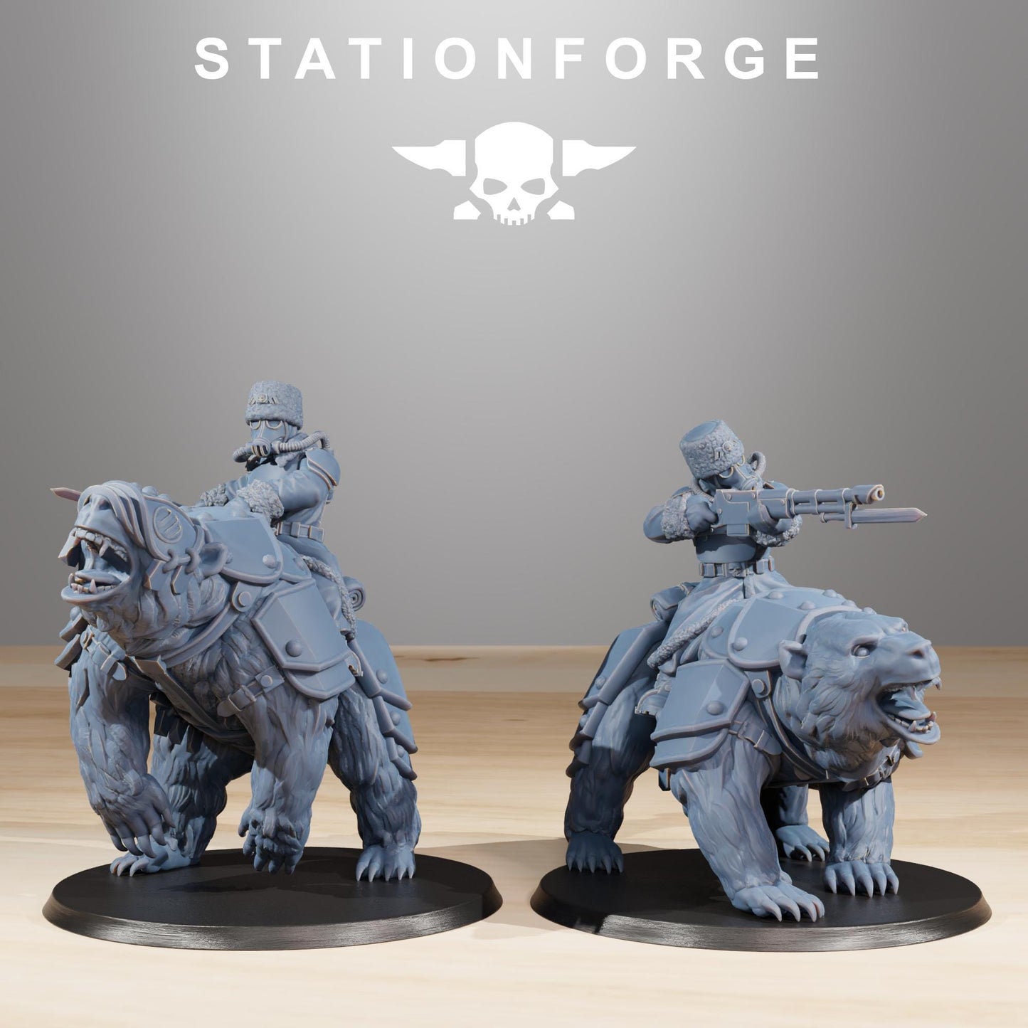 GrimGuard Bear Riders Modular Set Miniatures by STATIONFORGE,  Imperial guard cavalry regiment