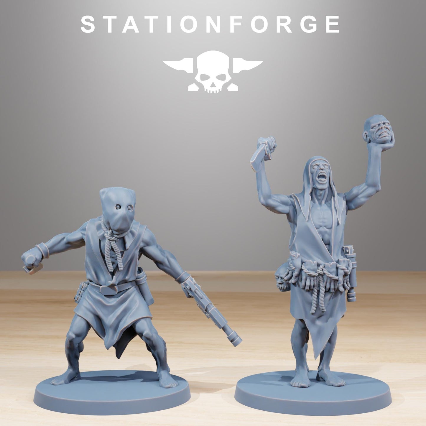 Corrupted Guard Fanatics, Chaos Worshipper Sci-Fi Wargames Miniatures by STATIONFORGE, Corrupted Imperial Guard