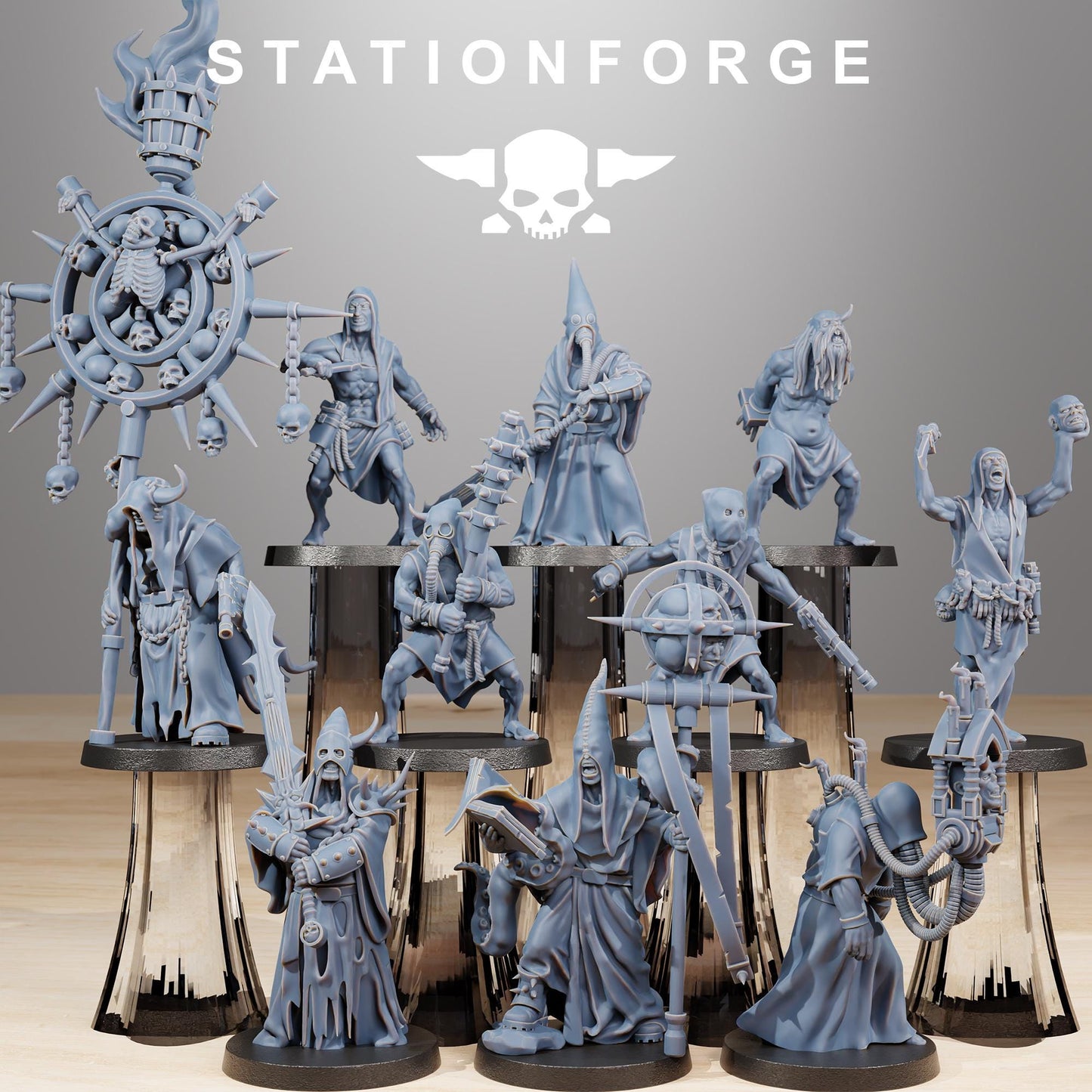 Corrupted Guard Fanatics, Chaos Worshipper Sci-Fi Wargames Miniatures by STATIONFORGE, Corrupted Imperial Guard