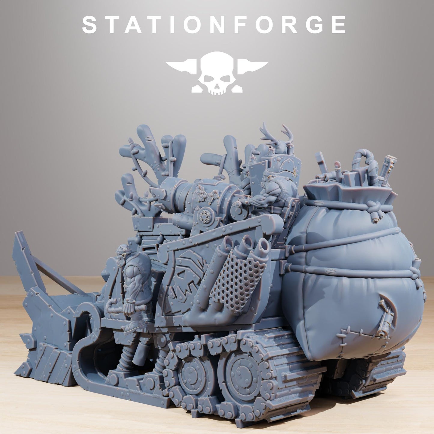 Orkaz Festivator, Space-Faring Orkish Menace Sculpted by STATIONFORGE, Grimdark Compatible, Sci-Fi Wargame Scale