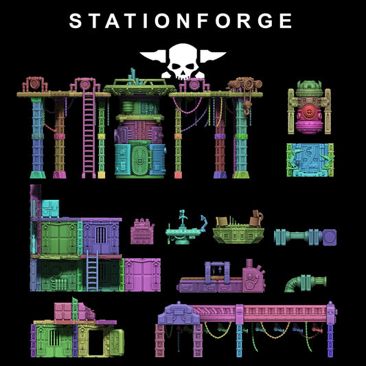 STATIONFORGE Scavenger Factory Terrain, Resin Wargame Terrain