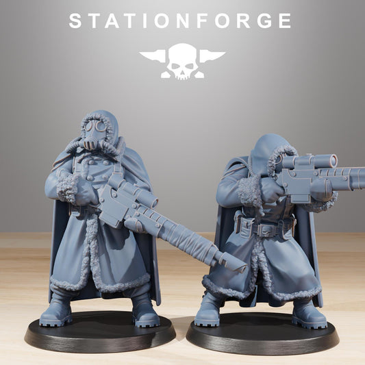 GrimGuard Frostwatch Marksmen, Death Korps Proxy, Sci-Fi Wargames Miniatures by STATIONFORGE