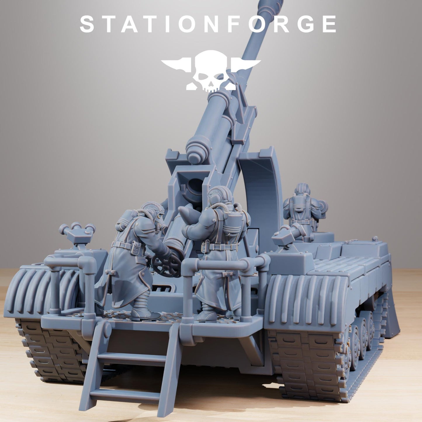 GrimGuard Mobile Artillery Modular Sci-Fi Guardsmen Vehicle by STATIONFORGE, Sci-fi Wargames Proxy, Imperial Guard Transport Truck