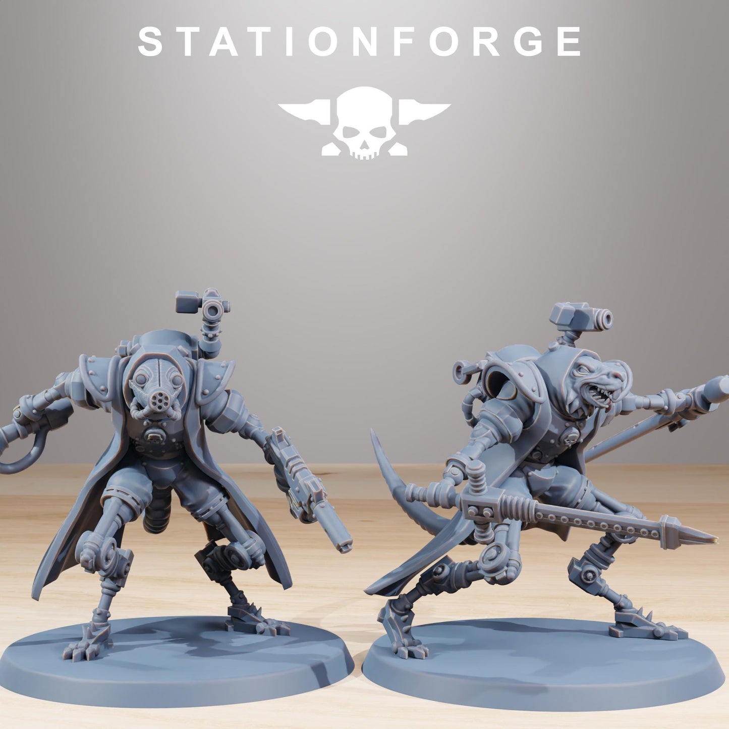 Raticus Curdsters, Space Techno-Rats, monopose Sci-Fi warriors by STATIONFORGE, Sci-Fi Wargames Rat-Themed Grimdark miniatures
