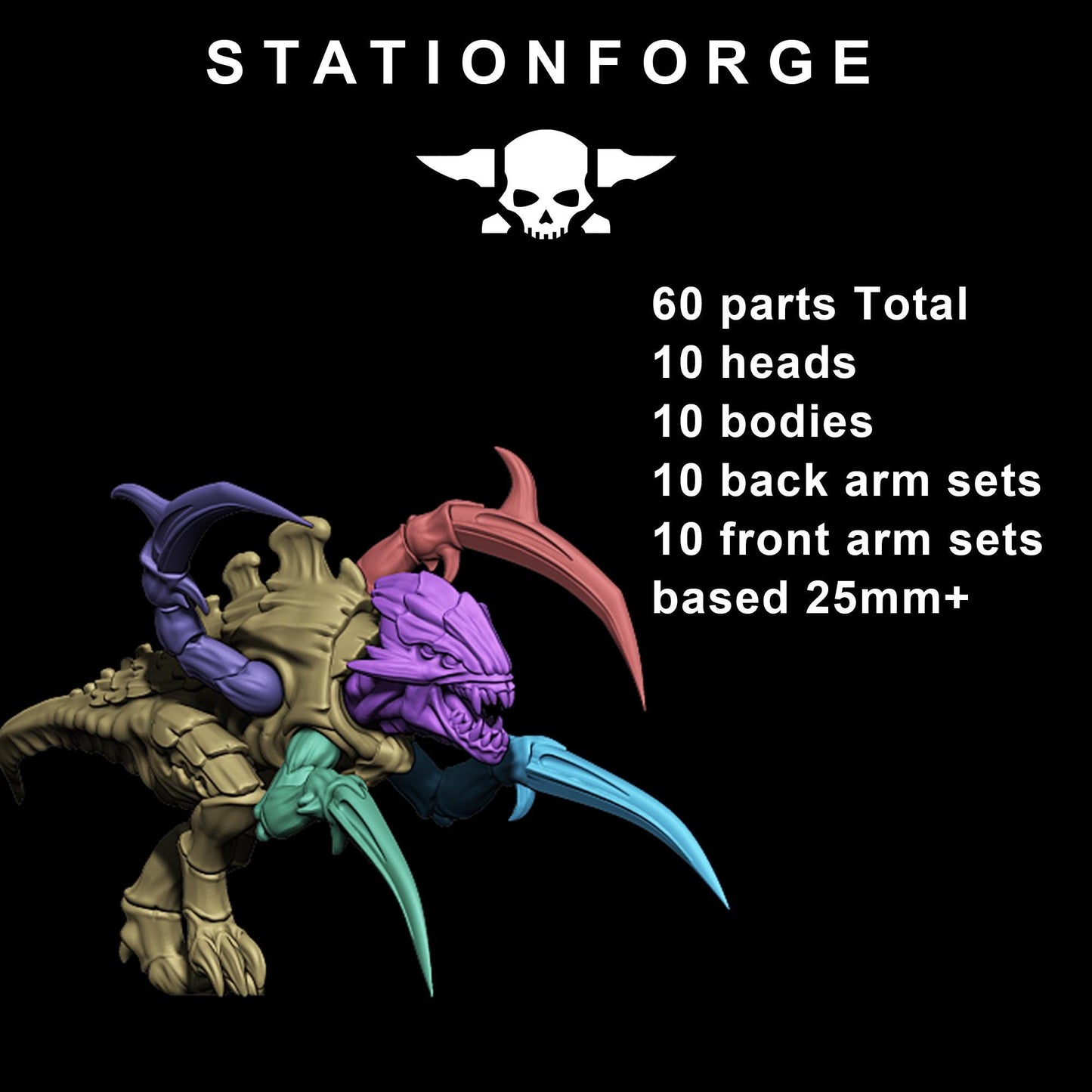 Xenarid Infantry Melee Unit - Xenarid Alien Bugs - Sci-Fi Grimdark Bug aliens by STATIONFORGE