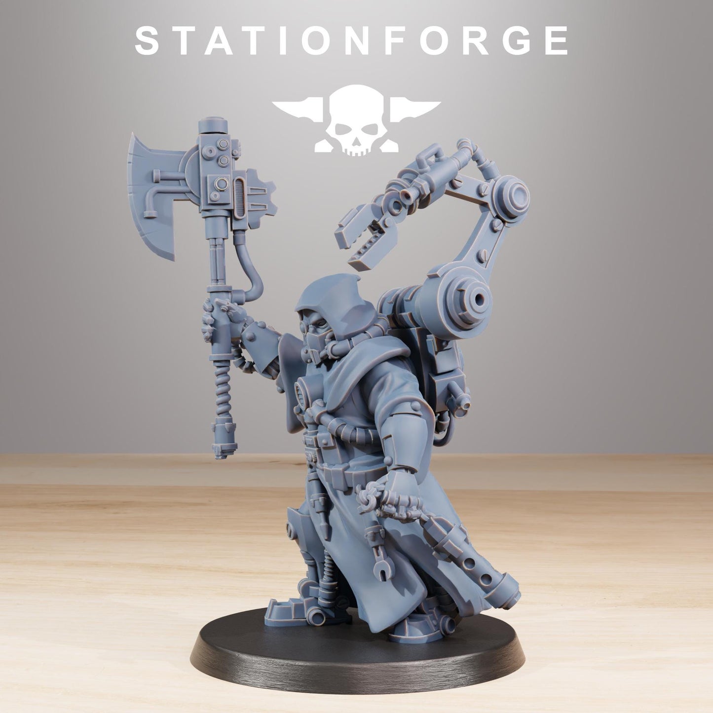 Scavenger Commander, Space Techno-bots, modular Sci-Fi warriors by STATIONFORGE, Sci-Fi Wargames Cyber-themed Grimdark miniatures