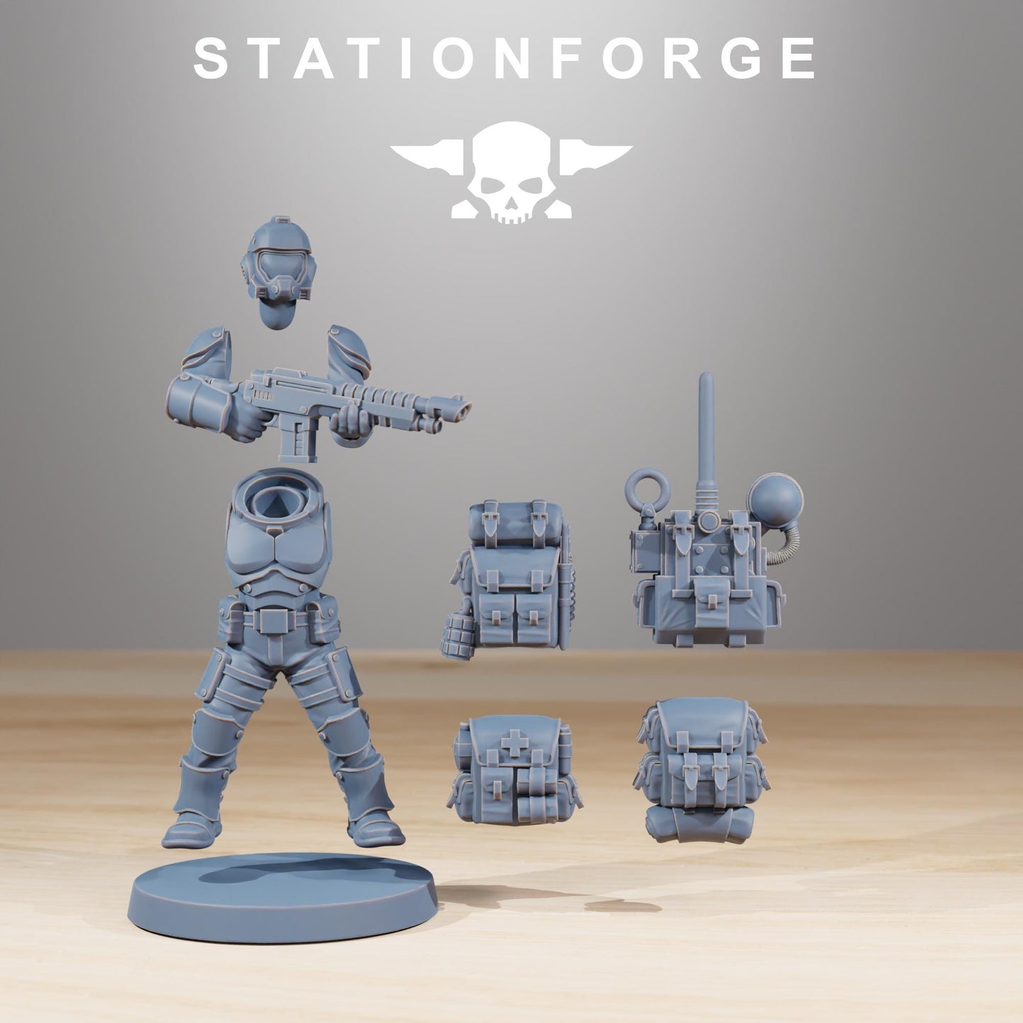 Vaskar Infantry Builder Kit, Death Korps Proxy, Sci-Fi Wargames Miniatures by STATIONFORGE