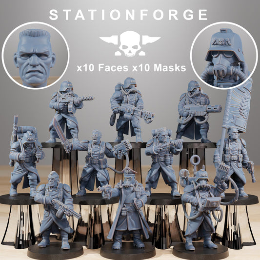 GrimGuard Combatants, Death Korps Proxy, Sci-Fi Wargames Miniatures by STATIONFORGE