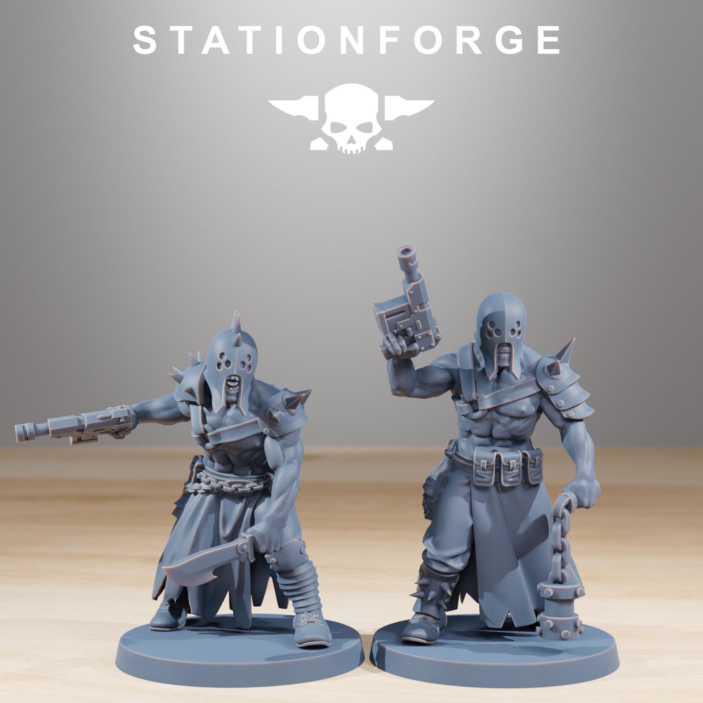 Corrupted Guard Sectarians, Chaos Worshipper Sci-Fi Wargames Miniatures by STATIONFORGE, Corrupted Imperial Guard