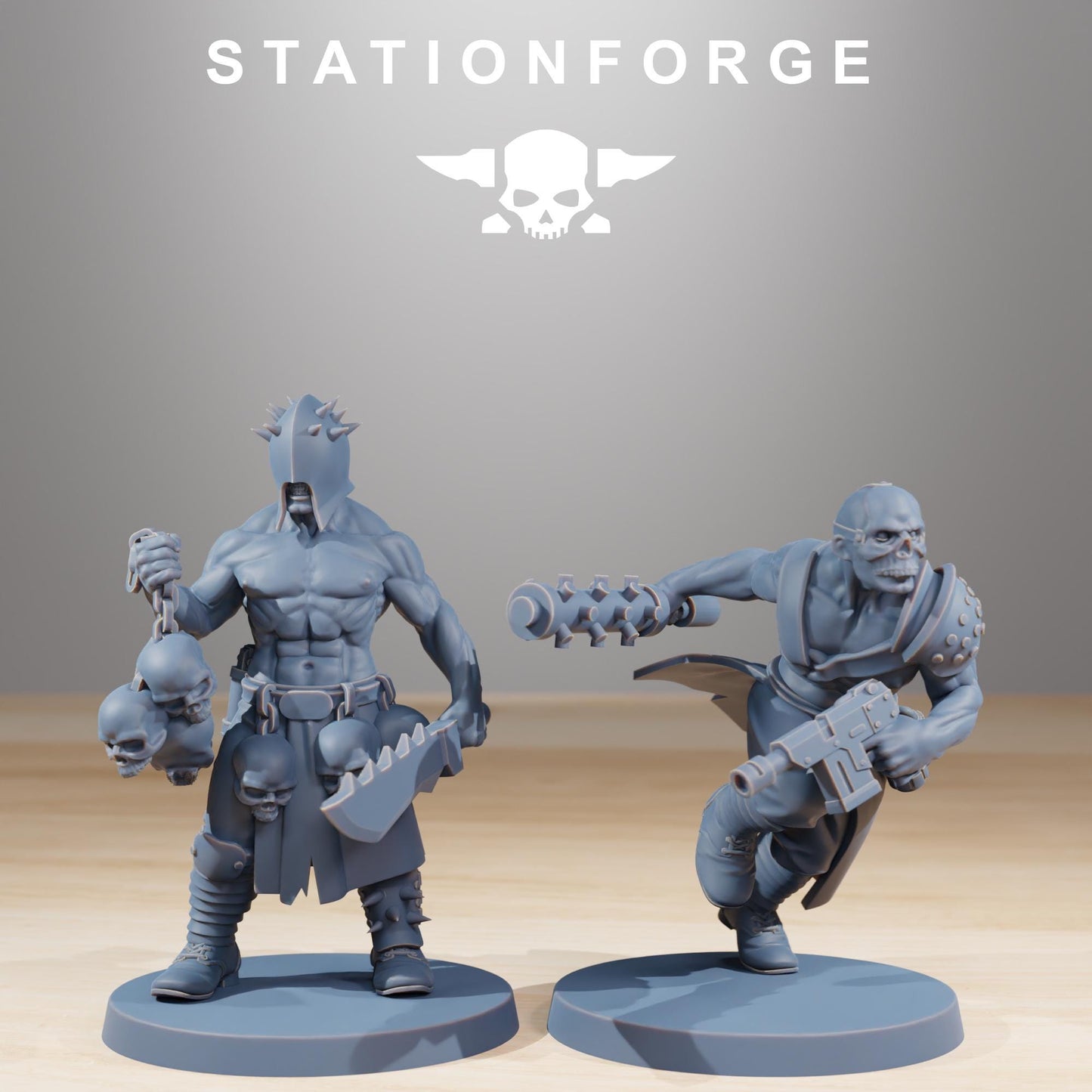 Corrupted Guard Sectarians, Chaos Worshipper Sci-Fi Wargames Miniatures by STATIONFORGE, Corrupted Imperial Guard