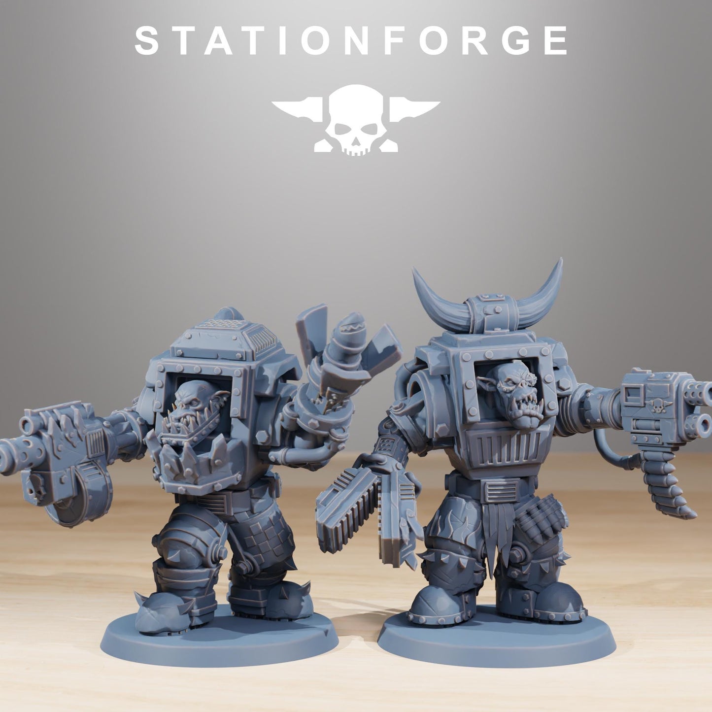 Orkaz Steelbrutes, Space-Faring Orkish Menace Sculpted by STATIONFORGE, Grimdark Compatible, Sci-Fi Wargame Scale