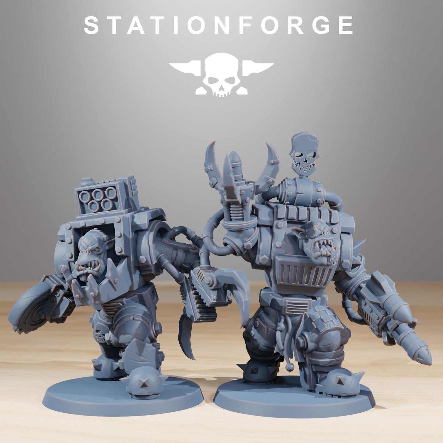 Orkaz Steelbrutes, Space-Faring Orkish Menace Sculpted by STATIONFORGE, Grimdark Compatible, Sci-Fi Wargame Scale
