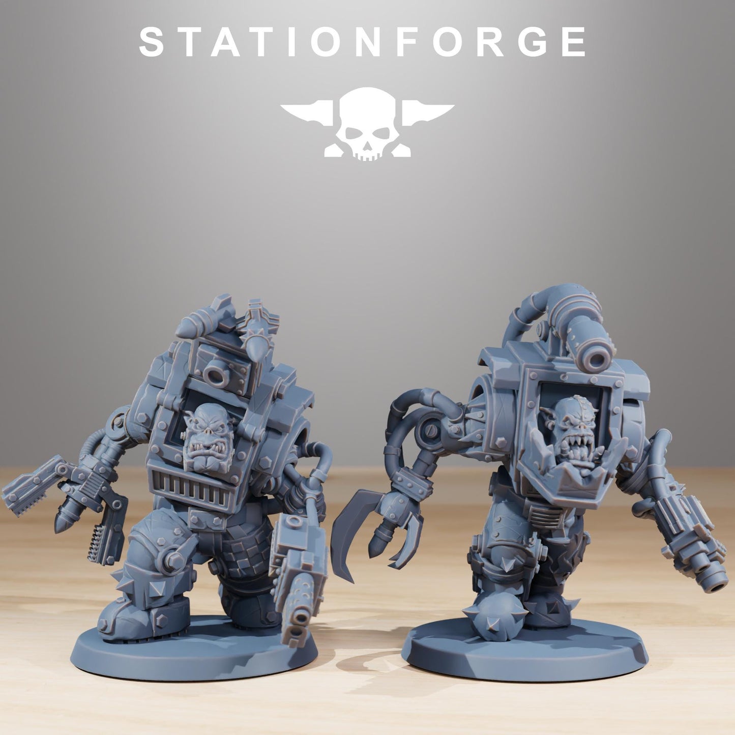Orkaz Steelbrutes, Space-Faring Orkish Menace Sculpted by STATIONFORGE, Grimdark Compatible, Sci-Fi Wargame Scale