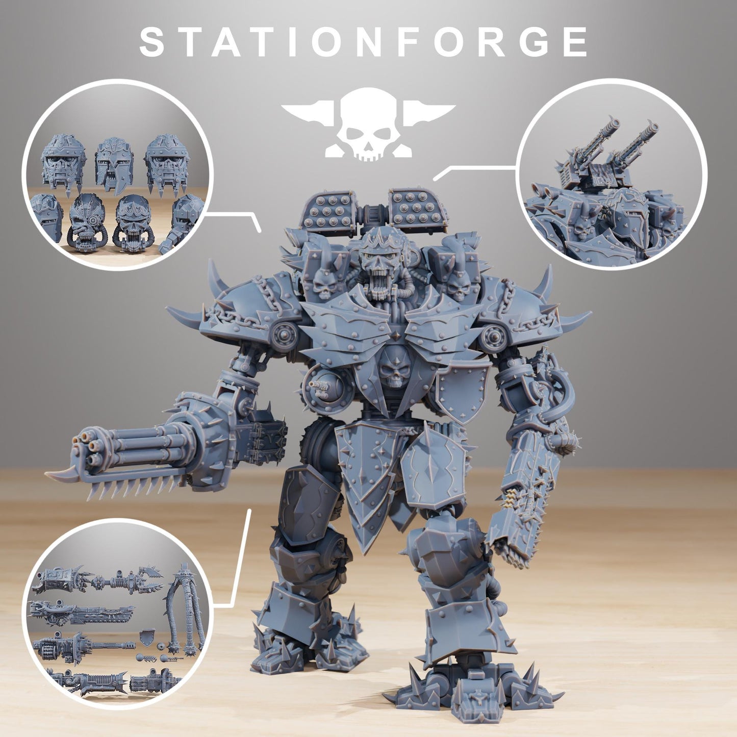 Pythonicus Defender Mk2, Modular Sci-Fi Titanic Warbot by STATIONFORGE, Grimdark Wargames Proxy