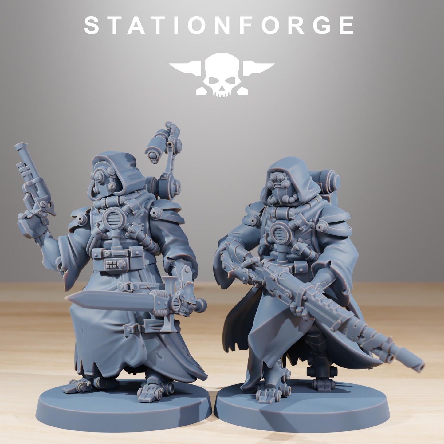 Scavenger Hunters, Space Techno-bots, modular Sci-Fi warriors by STATIONFORGE, Sci-Fi Wargames Cyber-themed Grimdark miniatures