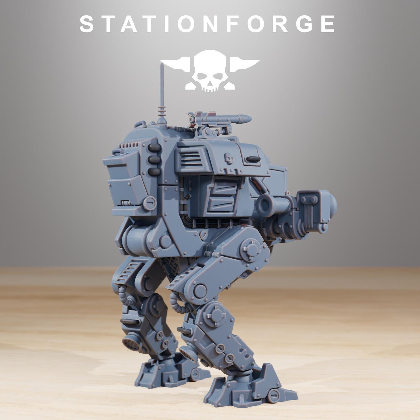 GrimGuard Walker Mk1, Modular Sci-Fi Guardsmen Vehicle by STATIONFORGE, Sci-fi Wargames Proxy, Imperial Guard Combat Walker