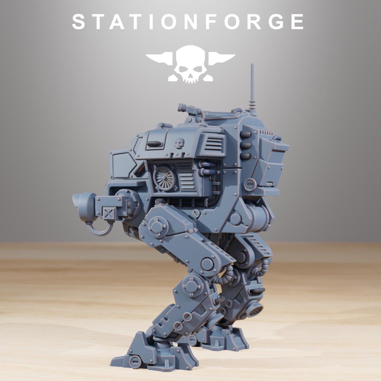 GrimGuard Walker Mk1, Modular Sci-Fi Guardsmen Vehicle by STATIONFORGE, Sci-fi Wargames Proxy, Imperial Guard Combat Walker