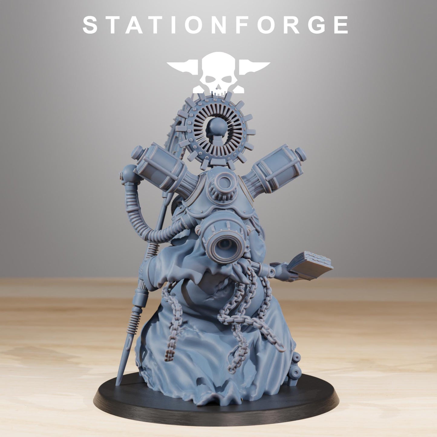 Scavenger Cultist Leader, Space Techno-bots, modular Sci-Fi warriors by STATIONFORGE, Sci-Fi Wargames Cyber-themed Grimdark miniatures